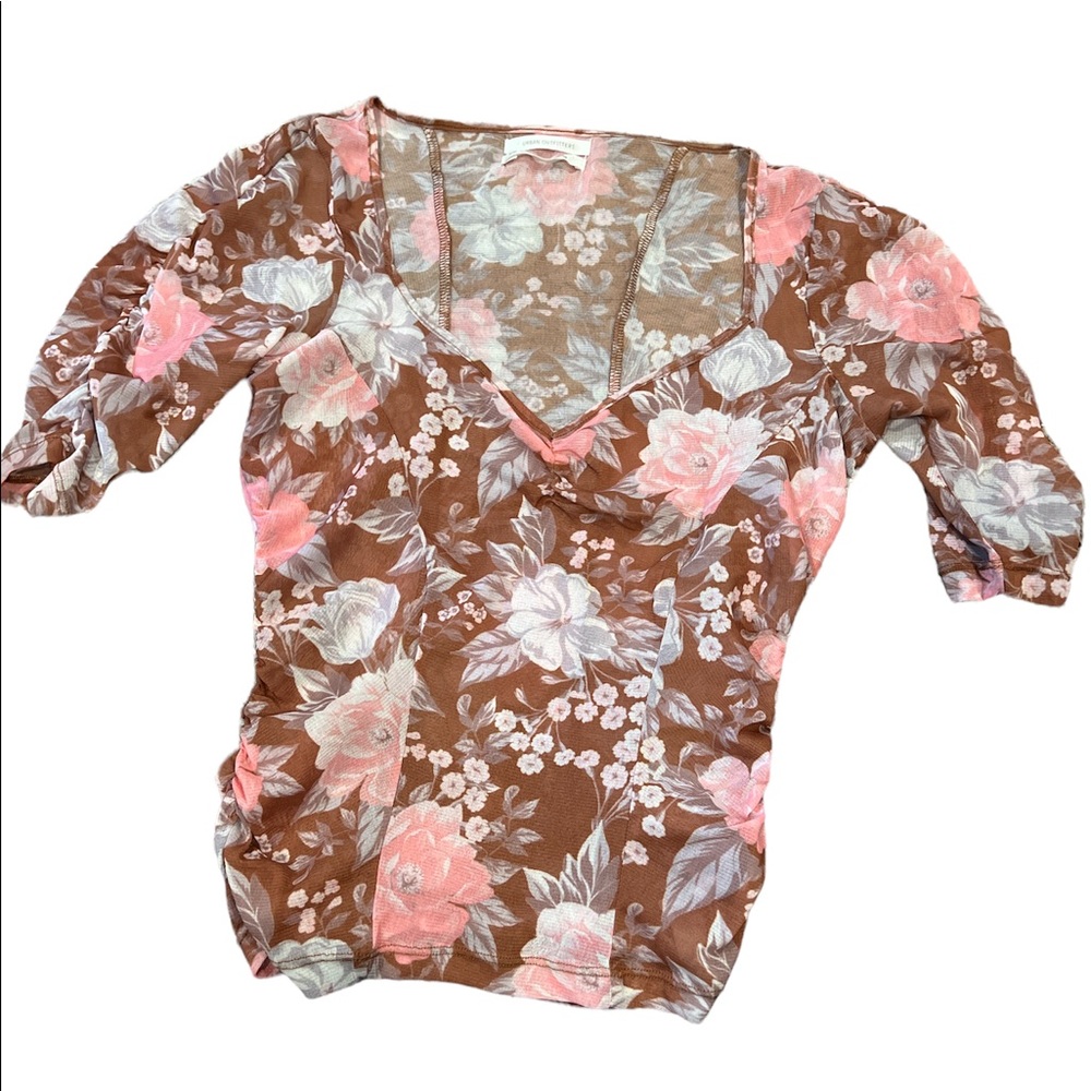 Urban outfitters Warm Spring Floral Ruched Top